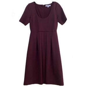 Badgley Mischka for Le Tote Burgundy Fit Flare Lined Dress Size 0